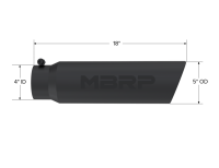 MBRP - MBRP Universal 5in OD Angled Rolled End 4in Inlet 18in Lgth Black Finish Exhaust Tip - T5124BLK - Image 3