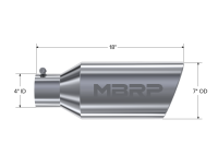 MBRP - MBRP Universal Tip 7inch O.D. Rolled End 4inch inlet 18inch length - T304 (SINGLE TIP) - T5126 - Image 3