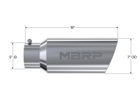 MBRP - MBRP Universal Tip 7in O.D. Rolled End 5in inlet 18in length - T304 (SINGLE TIP) - T5127 - Image 3