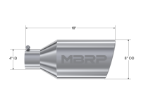 MBRP - MBRP Universal Tip 8in O.D. Rolled End 4in inlet 18in length T304 - T5128 - Image 3