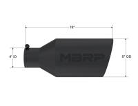 MBRP - MBRP Universal Tip 8in O.D. Rolled End 4in inlet 18in length Black - T5128BLK - Image 3