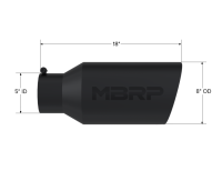 MBRP - MBRP Universal Tip 8in OD Rolled End 5in Inlet 18in Length T304 - Black - T5129BLK - Image 3
