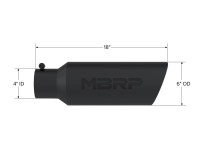 MBRP - MBRP Universal Tip 6in OD Rolled End 4in Inlet 18in L Black Coated Exhaust Tip - T5130BLK - Image 3