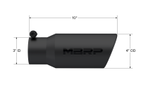 MBRP - MBRP Universal Tip 4in OD 3in Inlet 10in Length Angled Rolled End Black - T5155BLK - Image 3