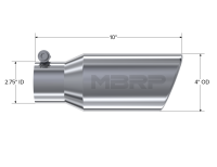 MBRP - MBRP Universal Tip 4in OD 2.75in Inlet 10in Length Angled Rolled End T304 - T5157 - Image 3