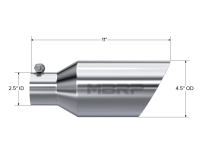 MBRP - MBRP Universal Tip 4.5 O.D. Dual Walled Angled Rolled End 2.5 Inlet 12in Length - T304 - T5161 - Image 3