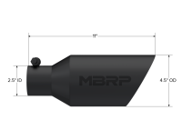 MBRP - MBRP Universal Dual Wall Angle Rolled End Tip 4-1/2in OD / 2-1/2in Inlet / 11in Length - Black - T5161BLK - Image 3