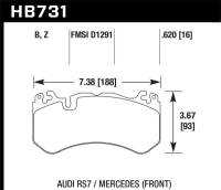 Hawk Performance - Hawk 13-16 Mercedes SL Class / 16-17 Audi RS7  Performance Ceramic Front Brake Pads - HB731Z.620 - Image 2