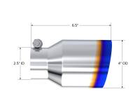 MBRP - MBRP Burnt End Tip 2.5 ID 4 ID Out 6.5 length Single Wall Angle Cut 304 Stainless Steel - T5176BE - Image 2