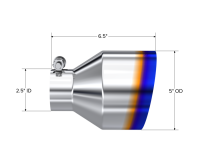 MBRP - MBRP Univ. T304 Stainless Steel Burnt End Tip 2.5in ID / 5in OD / 6.5in Length Angle Cut Single Wall - T5190BE - Image 3