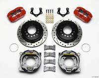 Wilwood Dynapro Low-Profile 11.00in P-Brake Kit Drill-Red Mopar/Dana 2.50in Off w/Snap Ring Brng - 140-11386-DR