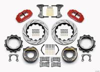 Wilwood Narrow Superlite 4R Rear P-Brk Kit 14.00in Drill Red Strange Eng Floater 3.49in Offset - 140-12436-DR