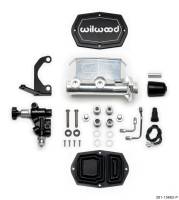 Wilwood Compact Tandem M/C - 1.12in Bore w/RH Bracket and Valve - Ball Burnished - 261-15662-P