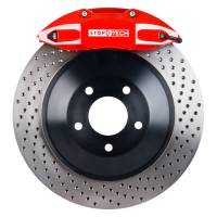 StopTech 06-12 VW GTI Front BBK w/Red ST-41 Calipers 328x25mm Drilled Rotors - 82.893.5N00.72
