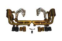 Valvetronic Designs Porsche 991 Carrera,Targa  S,GTS,4,4S,4GTS 3.4,3.8L, Full Exhaust System With Free Flow Headers, T304 Stainless Steel Finished in Anodized Gold, 4.0" Outlet Tips POR.991.CAR.VSES.FFH.AG