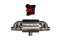 Valvetronic Designs T Style Universal Muffler Kit, Single Inlet Dual Outlet 76MM 3.0" UVM.76MM.TSTYLE.X1