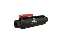 Aeromotive - Aeromotive 12331 Aeromotive In-Line AN-10 Filter w/Shutoff Valve 100 Micron SS Element - Black Anodize Finish - Image 1