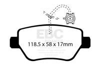 EBC - EBC Brakes DP32258C EBC 2014-2016 Maserati Ghibli 3.0L Twin Turbo (330) Redstuff Rear Brake Pads - Fits 2014-2017 Maserati Ghibli - Image 3