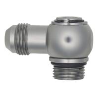 DeatschWerks - DeatschWerks 6-02-0416 DeatschWerks 8AN ORB Male to 8AN Male Flare Low Profile 90-Degree Swivel - Anodized DW Titanium - Image 1