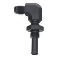 DeatschWerks - DeatschWerks 6-02-0733-B DeatschWerks 6AN Male Flare to 90-Degree 3/8in Single Hose Barb - Anodized Matte Black - Image 1