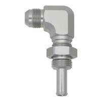 DeatschWerks - DeatschWerks 6-02-0742 DeatschWerks 8AN Male Flare to 90-Degree 3/8in Single Hose Barb - Anodized DW Titanium - Image 1