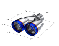MBRP - MBRP Exhaust pT5170BE MBRP Universal T304 SS Dual Burnt End Tip 3.5in OD/2.5in Inlet - Image 2