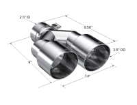 MBRP - MBRP Exhaust pT5171 MBRP Universal T304 SS Dual Tip 3.5in OD/2.5in Inlet - Image 4
