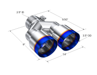 MBRP - MBRP Exhaust pT5171BE MBRP Burnt End Tip 2.5 ID, Dual 3.5 OD Out, 9.5 length, Single wall 304 Stainless Steel - Image 2