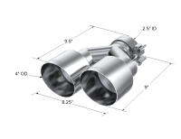 MBRP - MBRP Exhaust pT5177 MBRP Universal T304 SS Dual Tip 4in OD/2.5in Inlet - Image 4