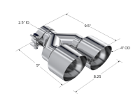 MBRP - MBRP Exhaust pT5178 MBRP Universal T304 SS Dual Tip 4in OD/2.5in Inlet - Image 3