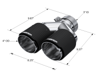 MBRP - MBRP Exhaust pT5182CF MBRP 3in ID / Dual 4in OD Out Staggered L 9.87in / R 9.37in Dual Wall Carbon Fiber Univ Exhaust Tip - Image 3