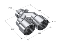 MBRP - MBRP Exhaust pT5183 MBRP 3in ID / Dual 4in OD Out Staggered L 9.37in / R 9.87in Single Wall T304 SS Univ Exhaust Tip - Image 3