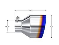 MBRP - MBRP Exhaust pT5190BE MBRP Univ. T304 Stainless Steel Burnt End Tip 2.5in ID / 5in OD / 6.5in Length Angle Cut Single Wall - Image 3