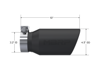 MBRP - MBRP Exhaust pT5196BLK MBRP Universal Tip 4.5in OD / 3.2in Inlet / 10in Length / Angled Cut Rolled End - Black - Image 2