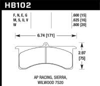 Hawk Performance - Hawk Performance kHB102W.800 Hawk AP Racing 6 / Wilwood DTC-30 Brake Pads - Image 4