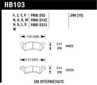 Hawk Performance - Hawk Performance kHB103B.590 Hawk 1975-1975 Buick Apollo SR HPS 5.0 Front Brake Pads - Image 2