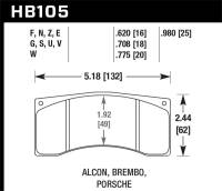 Hawk Performance - Hawk Performance kHB105U.980 Hawk Alcon/Brembo/Porsche DTC-70 Rear Race Brake Pads - Image 3