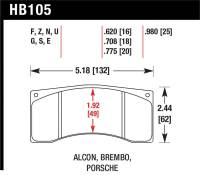 Hawk Performance - Hawk Performance kHB105U.980 Hawk Alcon/Brembo/Porsche DTC-70 Rear Race Brake Pads - Image 5