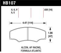 Hawk Performance - Hawk Performance kHB107U.620 Hawk CP2361/CP3228/CP5104/CP5144 AP Racing DTC-70 Brake Pads - Image 1