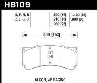 Hawk Performance - Hawk Performance kHB109U.710 Hawk Alcon TA-6 / AP Racing CP5060-2/3/4/5ST /  AP Racing CP5555 / Rotora FC6 DTC-70 Race Brake Pads - Image 2