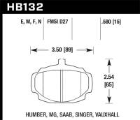 Hawk Performance - Hawk Performance kHB132D.580 Hawk 62-81 MG MGB Front ER-1 Brake Pads - Image 1