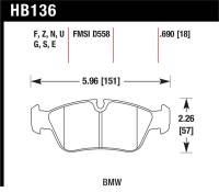 Hawk Performance - Hawk Performance kHB136E.690 Hawk 92-99 BMW 318 Series / 01-07 325 Series / 98-00 328 Series Blue 9012 Race Front Brake Pads - Image 2