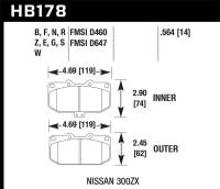Hawk Performance - Hawk Performance kHB178D.564 Hawk 90-96 Nissan 300ZX 3.0L 2+2 Front ER-1 Brake Pads - Image 2