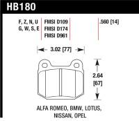 Hawk Performance - Hawk Performance kHB180F.560 Hawk 03-06 Evo / 04-09 STi / 03-07 350z Track edition/G35 w/ Brembo HPS Street Rear Brake Pads - Image 2