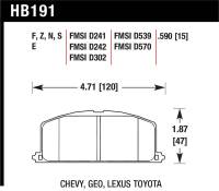 Hawk Performance - Hawk Performance kHB191E.590 Hawk 86-88 Chevy Nova / 90-92 Geo Prizm GSI / 90-92 Prizm LSI / Toyota (Various) Race Front Brake Pa - Image 2