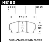 Hawk Performance - Hawk Performance kHB192U.620 Hawk AP Racing CP4567 / CP5040-10/11/12/13S4 / CP5100 / CP5108 / CP6760 DTC-70 Race Brake Pads - Image 3