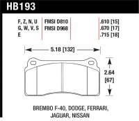 Hawk Performance - Hawk Performance kHB193G.670 Hawk 03-06/08-09 Dodge Viper / 88-92 Ferrari F40 / 95-97 F50 DTC-60 Race Brembo Brake Pads - Image 3