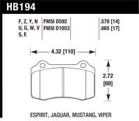 Hawk Performance - Hawk Performance kHB194B.570 Hawk 2005-2005 Volvo S40 I HPS 5.0 Rear Brake Pads - Image 1