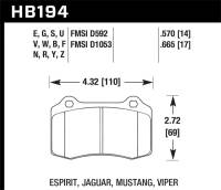 Hawk Performance - Hawk Performance kHB194D.665 Hawk 00-02 Dodge Viper 8.0L ACR OE Inc. Clips Pins Front ER-1 Brake Pads - Image 2