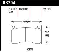 Hawk Performance - Hawk Performance kHB204M.615 Hawk Volvo 142/145/164/240/242/244/245/262/265/1800 Black Race Brake Pads - Image 5